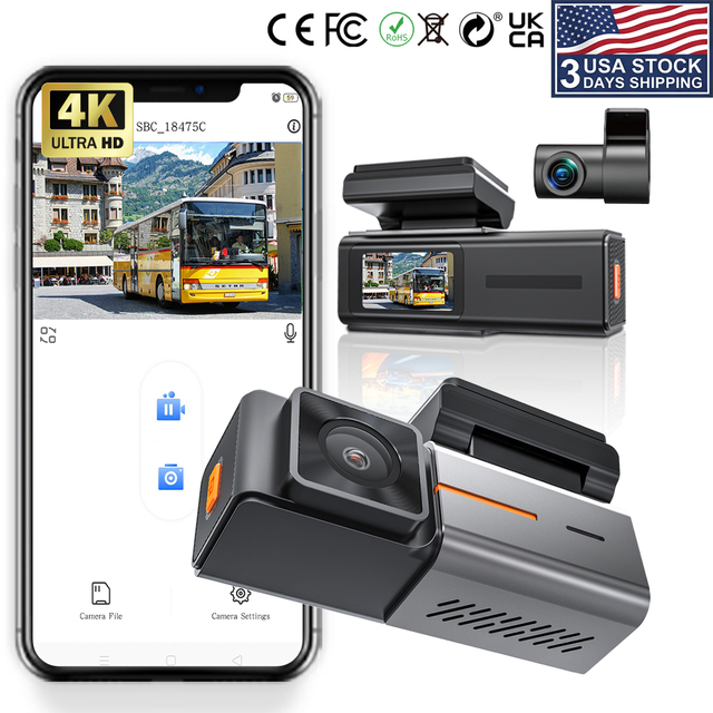 US Stock 3-Day Shipping 4K Dash Cam Front and Rear 4k Car 2 Channel DashCams WiFi Dvr 4k Night Vision Dash Cam Car Cameras