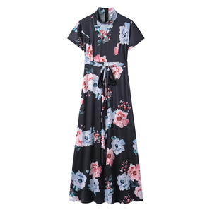 Robe longue d'été imprimé<span class=keywords><strong>e</strong></span> de haute qualité pour femmes, style Abaya, à manches courtes, ajusté<span class=keywords><strong>e</strong></span>, vente en gros - Product Image 5