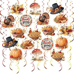 Décorations de fête suspendues en spirale pour Thanksgiving, thème automne, citrouille, feuille d'érable, <span class=keywords><strong>dinde</strong></span>, fournitures de fête, orange, marron, rouge - Product Image 1