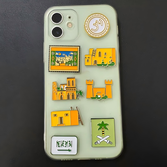 Manufacturer Custom Saudi Cute Adhesive Phone Sticker Custom 3D Metal Logo Soft Enamel Stickers for Phone Case
