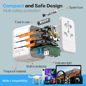 Worldplug International Electrical Usb Charger Travel Adaptor Plug Socket Universal Travel Adapter With Type-C