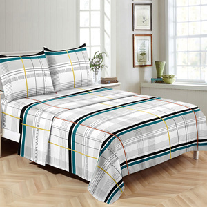 Ensemble de literie pour lit queen-size, 3 pièces, en microfibre de polyester, draps plats, imprimés modernes, personnalisables, certifiés OEKO-TEX, 1800TC, toutes saisons - Product Image 3