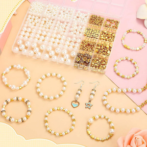Juego de 24 Compartimentos de Perlas de Imitación de 6mm, Perlas Espaciadoras para Manualidades, Accesorios para Hacer Joyería, Perlas Redondas para Pulseras y Pendientes - Product Image 1