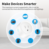 Prise intelligente Wi-Fi Tuya standard US en gros pour prise de courant 10A/16A avec suivi de consommation d'énergie, compatible Alexa Google Home, IP20 CE