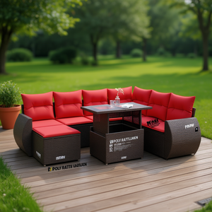 Set Divano da Giardino in Polyrattan 8 Pezzi Marrone con Cuscini Arredamento da Esterno Design Contemporaneo - Product Image 2