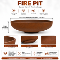 Brasero d'extérieur durable en acier Corten pour jardin et patio, avec foyer rond en bois, idéal pour projets d'aménagement paysager commercial