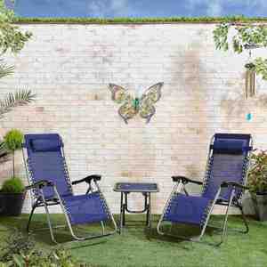 Conjunto de Sillas de Gravedad Cero de Metal para Exteriores, Mesa Ajustable, Reposacabezas, Portavasos, Plegables, para Patio, Piscina, Jardín, Camping - Product Image 2