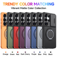 Samsung Galaxy S26 S25 Ultra Schuifbare Kaarthouder Magnetische Telefoonhoes 360 °   Draaibare ringstandaard, volledige bescherming, schokbestendige hoes