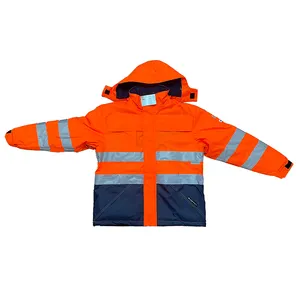 High Visibility men's safety Winter workwear parka with hivi reflective