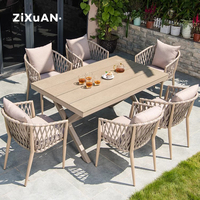 Table et chaises de restaurant de luxe pour patio d'hôtel, mobilier de jardin moderne en rotin, fauteuil nordique en aluminium imperméable pour piscine
