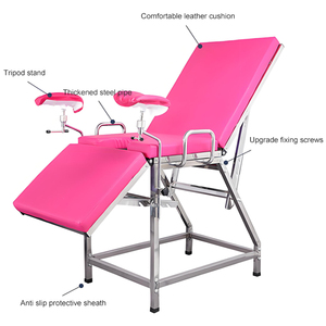 Lettino Ginecologico Manuale, <span class=keywords><strong>Tavolo</strong></span> Ostetrico con Staffe e Vassoio Portaoggetti per Ospedali e Cliniche - Product Image 1
