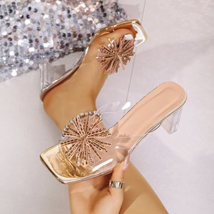 A-16 Diseño Veraniego, Zapatos de Tacón Alto Transparentes con Cristales y Diamantes de Imitación para Mujer, Nuevos, Exquisitos - Product Image 2