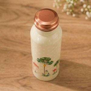 White Printed <b>Copper</b> Water <b>Bottle</b> Tropical Palm Tree Design Pure <b>Copper</b> <b>Drinking</b> <b>Bottle</b> Handmade Ayurvedic Health <b>Bottle</b> - Product Image 1