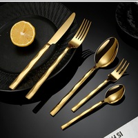Ensemble de couverts de luxe en acier inoxydable poli miroir, finition brillante or et argent, pour mariages et restaurants, réutilisable et compatible lave-vaisselle