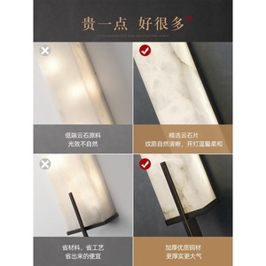 โคมไฟติดผนังหินอ่อนสไตล์จีนสมัยใหม่สำหรับห้องนั่งเล่น พื้นหลังทีวี แถบยาว ทองแดงแท้ ดีไซน์ใหม่ สำหรับห้องโถง ห้องนอน ข้างเตียง - Product Image 3
