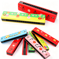 Wholesale Wooden 16 Hole Harmonica Wind Instrument Musical Instrument Mini Early Educational Music Toy