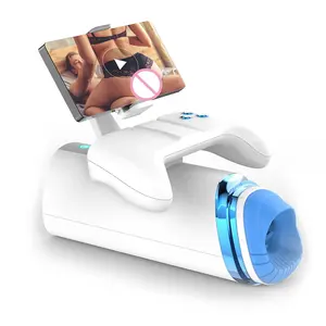 Male Handle Aircraft Cup Can Watch Video Sucking Vibration Telescopic Trainer Masturbation Cup