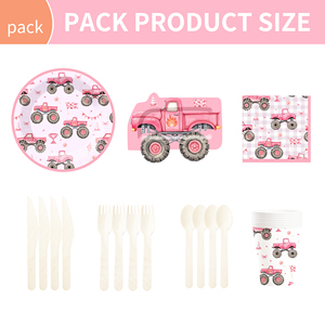 Platos, Vasos y Servilletas Desechables con Diseño de Vehículo Todoterreno Rosa DAMAI para Fiestas de Cumpleaños Infantiles - Product Image 6