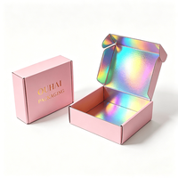 Maßgefertigte Holographische Versandboxen für Kosmetikprodukte mit Rosa Außenhülle und Goldfolienprägung Logo für Kosmetikverpackungen