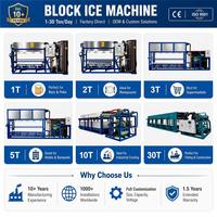 Machine à glace en blocs à refroidissement direct de 2 tonnes par jour, pour blocs de 5kg, 10kg, 15kg, 20kg, idéale pour les marchés de poissons, les ports et les usines de glace.