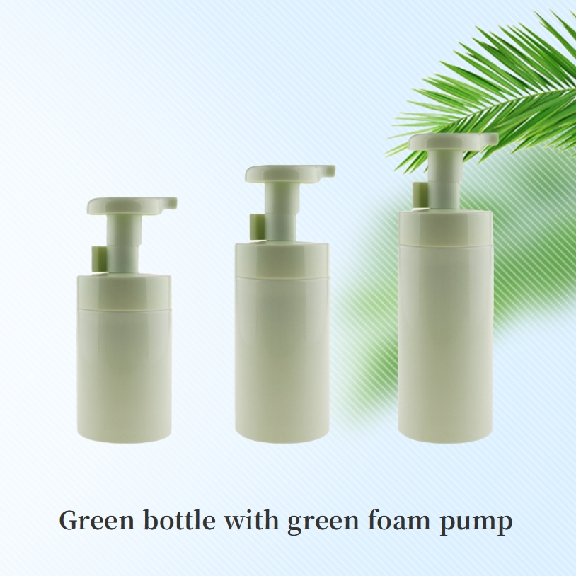 Green bottle with green pump lid