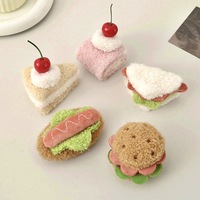 Porte-clés en peluche 3D mignon en forme de nourriture simulée : Burger, Hot-dog, Sandwich, Gâteau roulé, Cerise, Dessert – Vente en gros