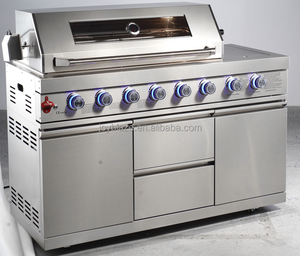 CE เครื่องทำบาร์บีคิว6 + 1 + 1เตาย่างแก๊สบาร์บีคิวกลางแจ้งทำจากสเตนเลส304ได้ทันสมัยได้รับการรับรอง CE สำหรับใช้ในบ้าน - Product Image 2