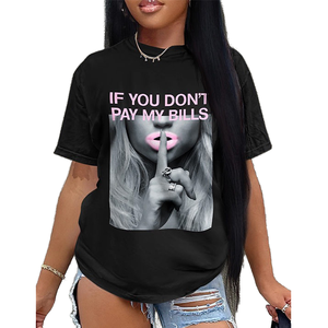 Camiseta de Verano Nueva, Ecológica, Antibolitas, de Poliéster, Estilo Casual, de Manga Corta, con Estampado Gráfico, para Mujer - Product Image 1