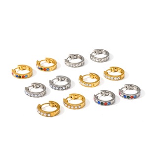 Fashion Huggie <b>Earrings</b> Crystal Rhinestone Zinc Alloy Women's Jewelry 18k Gold Plated <b>Small</b> Hoop Ear <b>Studs</b> Elegant Design - Product Image 4