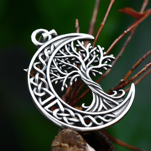 Collar con Colgante de Árbol Lunar Vintage, Chapado en Plata Antigua, Aleación, Joyería Unisex, Regalo - Product Image 3