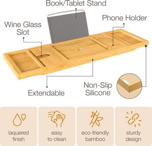 Plateau <span class=keywords><strong>de</strong></span> bain extensible en bambou <span class=keywords><strong>pour</strong></span> <span class=keywords><strong>baignoire</strong></span>, plateau <span class=keywords><strong>de</strong></span> bain pliable et étanche, organisateur et <span class=keywords><strong>support</strong></span> <span class=keywords><strong>pour</strong></span> vin en bambou <span class=keywords><strong>pour</strong></span> <span class=keywords><strong>baignoire</strong></span> - Product Image 3