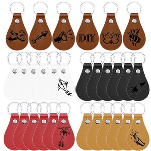 Porte-clés de voiture personnalisable multicolore, porte-clés vierge en cuir PU, <span class=keywords><strong>pendentif</strong></span> en cuir, cadeau DIY gravé au laser, petit <span class=keywords><strong>pendentif</strong></span> - Product Image 2