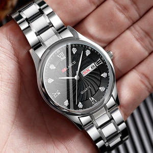 Elegant Mens Luxury Chronograph Watch Two Tone Band Gold Dial Quartz Wristwatch for Gifting - Product Image 5