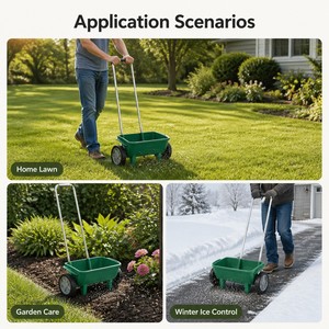 Esparcidor <span class=keywords><strong>de</strong></span> Semillas y Fertilizantes, Sembrador Manual para Jardín y Césped, Esparcidor <span class=keywords><strong>de</strong></span> Semillas <span class=keywords><strong>de</strong></span> Césped, Sal y Anticongelante, con Ruedas y Mango Ajustable - Product Image 3