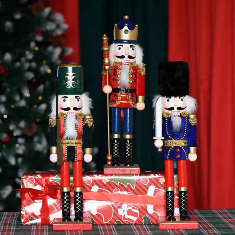 โรงงานขายตรง 15IN ตกแต่งคริสต์มาสของขวัญที่น่ารักไม้เน็ตเกรียบหุ่นทหารกษัตริย์