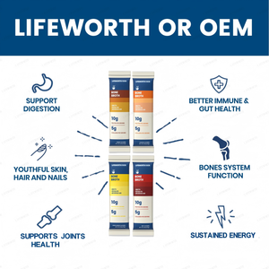 Poudre de protéines de bouillon d'os LIFEWORTH en sachets - 10g de protéines, 5g de peptides de <span class=keywords><strong>collagène</strong></span> par portion - Fournisseur en gros OEM pour marque privée - Product Image 3