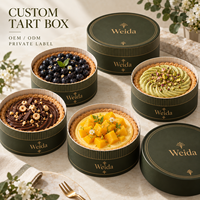 Boîte à tarte de luxe ronde en carton rigide avec couvercle séparé pour gâteau, pâtisserie, dessert, emballage cadeau