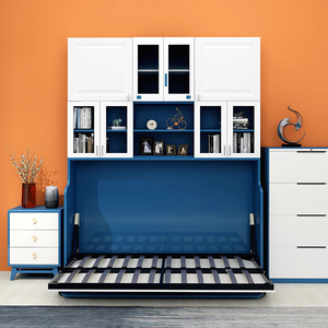 Table pliante multifonctionnelle avec design à pliage latéral, <span class=keywords><strong>lit</strong></span> escamotable, cadre à lattes renforcé, <span class=keywords><strong>lit</strong></span> Murphy, <span class=keywords><strong>lit</strong></span> mural, design moderne en acier - Product Image 1