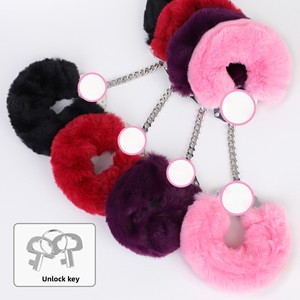 Regolabile in metallo di spessore peluche manette giocattoli del sesso oggetti di scena con chiave braccialetto Bondage ingranaggio per la moderazione e la tortura - Product Image 2