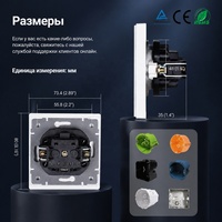 Placa de PC sin marco de 73.4*80mm, enchufe oculto 2P+T, enchufe Schuko alemán para la UE, panel negro mate de tacto suave, enchufes de lujo