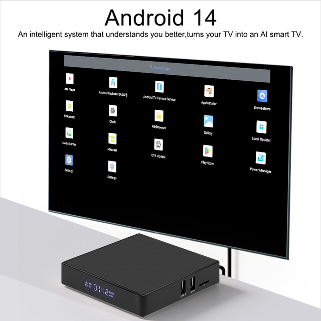 New CZ2100 Quad-Core 4K Voice-Remote Smart Network Set-Top Box Android 14 Smart Android TV Box Media Player Home Streaming OEM