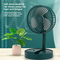 Ventilateur de table portable USB rechargeable pour téléphone, pliable, télescopique, avec moteur sans balais, en plastique léger