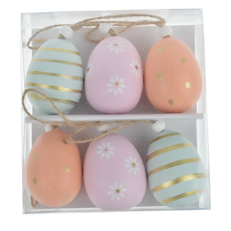Adornos de huevos de Pascua de primavera, adornos de madera, suministros de recuerdo de fiesta de Pascua, novedad