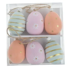 New Spring Easter Eggs Decorations Wooden Egg Ornaments Easter Party Favor Supplies