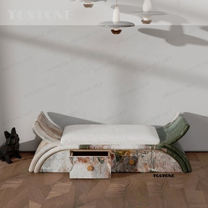 Tostone Hot Sale Four Seasons <strong>Pink</strong> Marble <strong>Stool</strong> Elegant Veined Design for Indoor Entryway Leisure Home Villa Decoration - Product Image 4