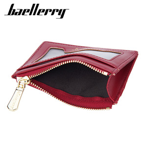 กระเป๋าใส่บัตรผู้หญิง Baellerry หนัง PU กระเป๋าใส่เหรียญแบบมีซิปขนาดเล็ก กระเป๋าสตางค์ใส่บัตรประชาชน แฟชั่นเรียบง่าย สีพื้น - Product Image 2