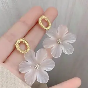Acrylic custom Dangle Earrings Crystal Flower shell Long Pendant Earrings For Women Drops Earrings