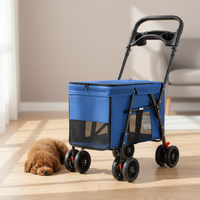 Poussette de courses pliable en acier au carbone, légère, imperméable, à 4 roues, tendance et élégante pour animaux de compagnie - Vente en gros