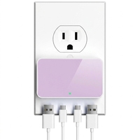 Cargador Rápido GaN de 65W, Cargador de Pared USB de 4 Puertos con Enchufe Estadounidense Plegable, Adaptador de Cargador de Viaje Multipuerto, Enchufe Europeo y Británico, Blanco