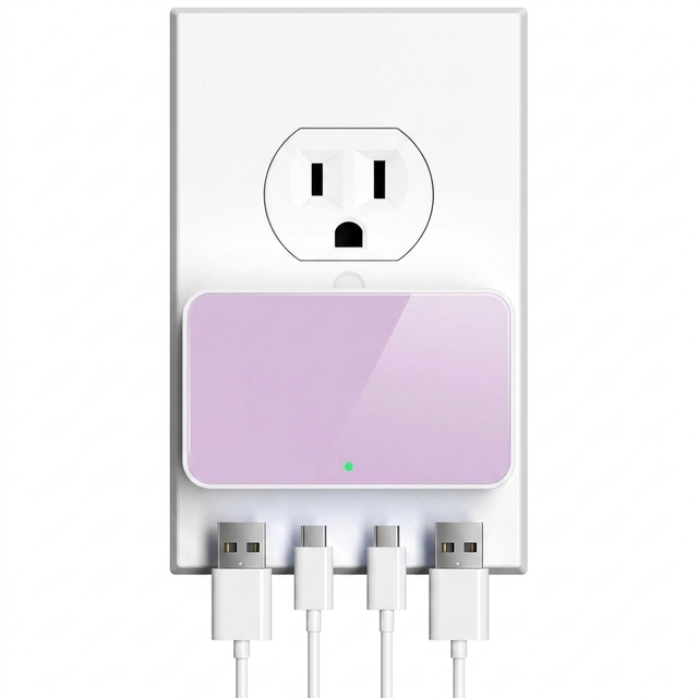 65W PD GaN Fast Charger 4-Port USB-A Wall Charger with Foldable US/EU/UK Plugs for Laptop & Camera White